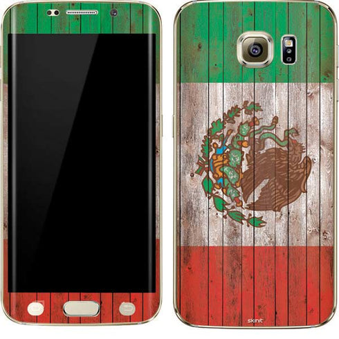 Mexican Flag Dark Wood Galaxy S7 Edge Skin