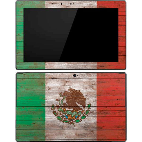 Mexican Flag Dark Wood Surface Pro Tablet Skin