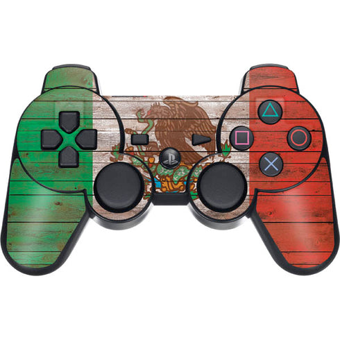 Mexican Flag Dark Wood PS3 Dual Shock wireless controller Skin