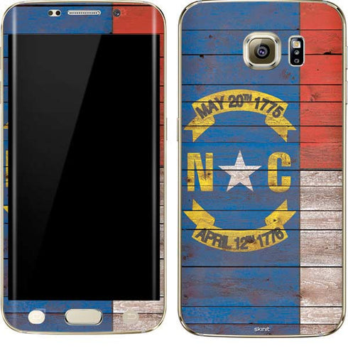 North Carolina Flag Dark Wood Galaxy S7 Edge Skin