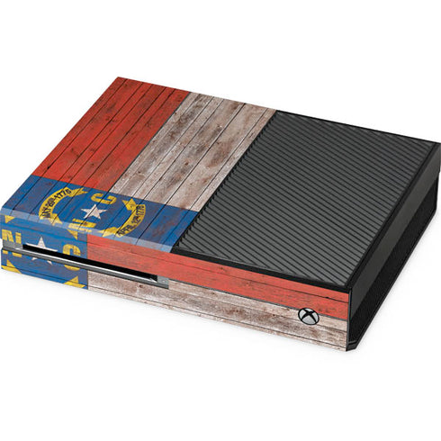 North Carolina Flag Dark Wood Xbox One Console Skin