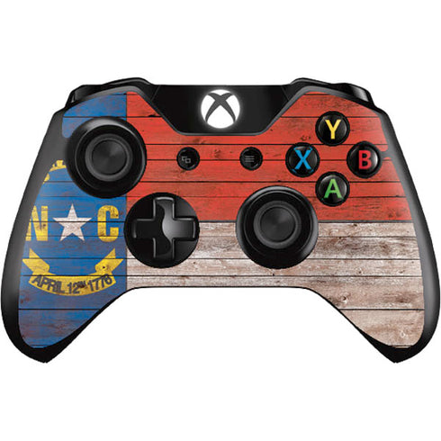 North Carolina Flag Dark Wood Xbox One Controller Skin