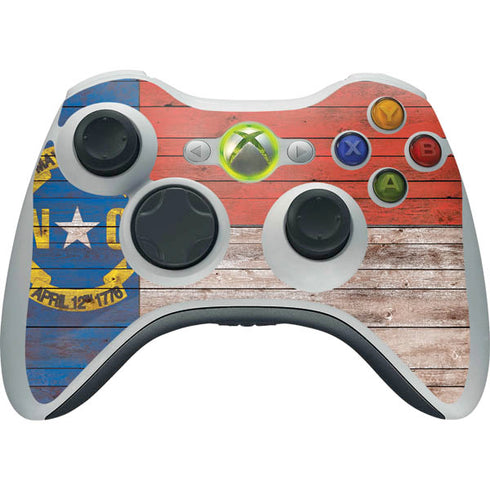 North Carolina Flag Dark Wood Xbox 360 Wireless Controller Skin