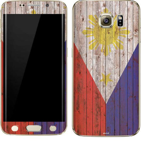 Philippines Flag Dark Wood Galaxy S7 Edge Skin