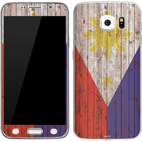 Philippines Flag Dark Wood Galaxy S7 Skin