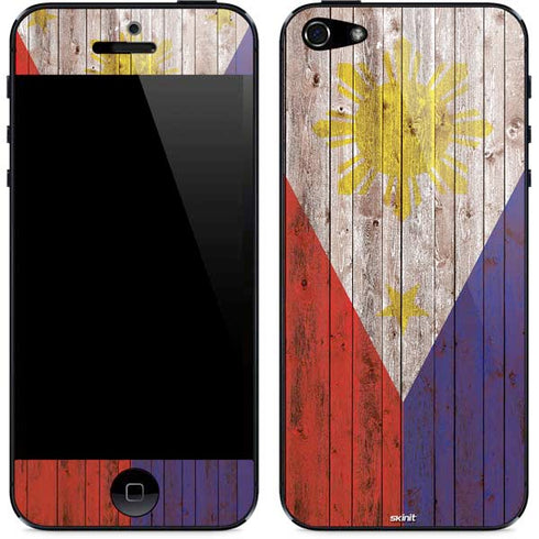 Philippines Flag Dark Wood iPhone 5/5s/5SE Skin
