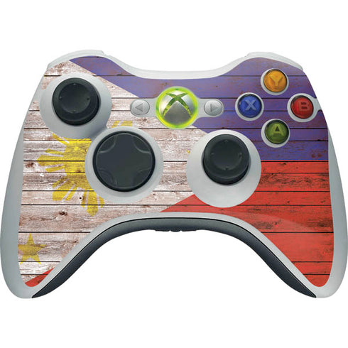Philippines Flag Dark Wood Xbox 360 Wireless Controller Skin