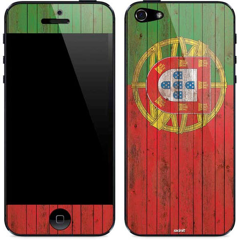 Portuguese Flag Dark Wood iPhone 5/5s/5SE Skin