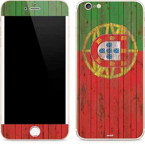 Portuguese Flag Dark Wood iPhone 6/6s Plus Skin