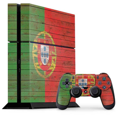 Portuguese Flag Dark Wood PS4 Console and Controller Bundle Skin