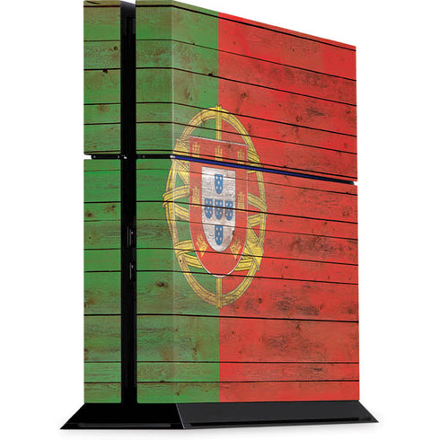 Portuguese Flag Dark Wood PS4 Console Skin