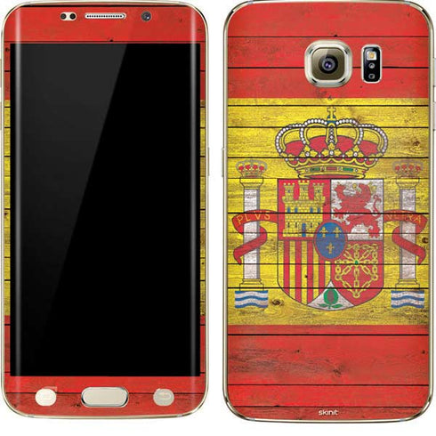 Spain Flag Dark Wood Galaxy S7 Edge Skin