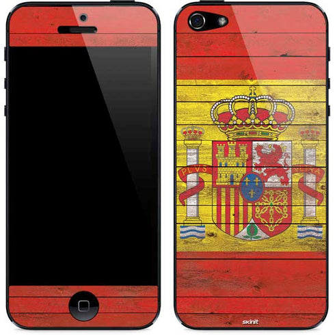 Spain Flag Dark Wood iPhone 5/5s/5SE Skin