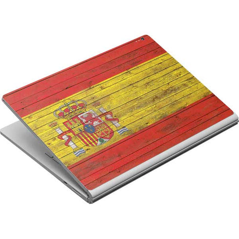 Spain Flag Dark Wood Surface Book Skin