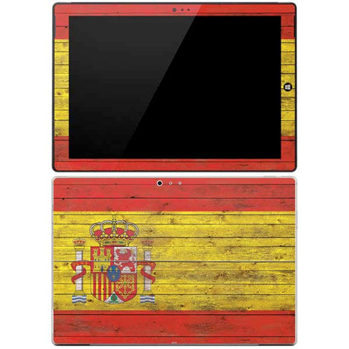 Spain Flag Dark Wood Surface Pro 3 Skin