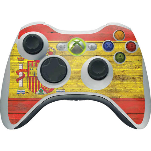 Spain Flag Dark Wood Xbox 360 Wireless Controller Skin
