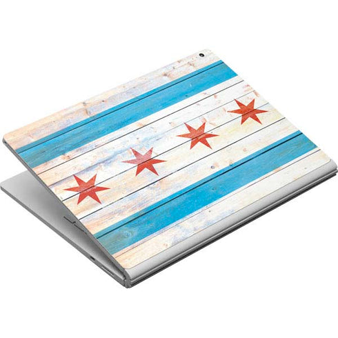 Chicago Flag Light Wood Surface Book Skin