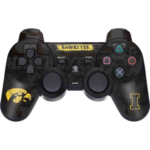 University of Iowa Hawkeyes Distressed Logo PS3 Dual Shock wireless controller Skin