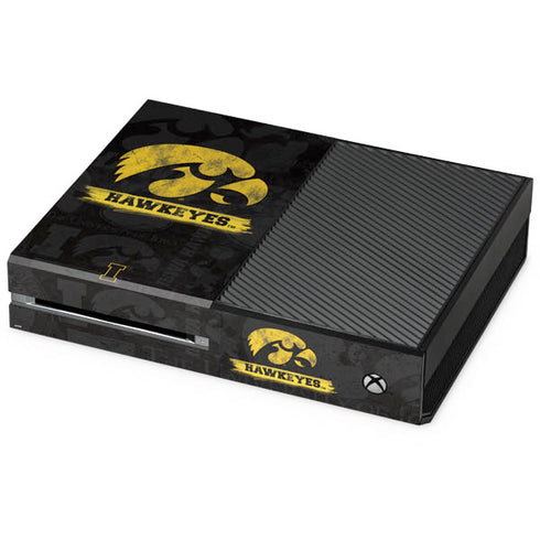 University of Iowa Hawkeyes Distressed Logo Xbox One Console Skin