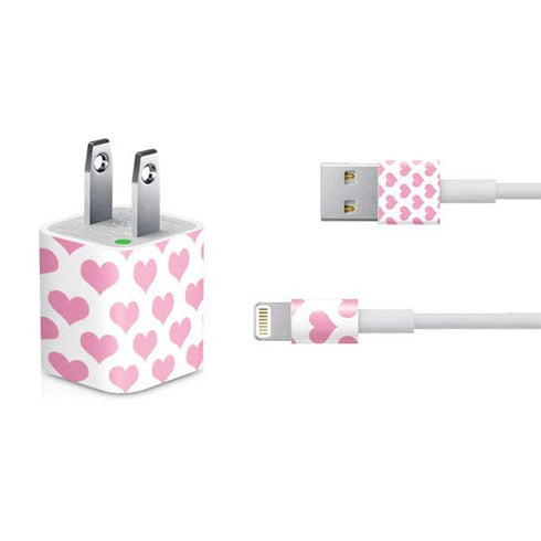 Plush Pink Hearts iPhone Charger (5W USB) Skin