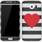Black And White Striped Heart Galaxy S7 Skin