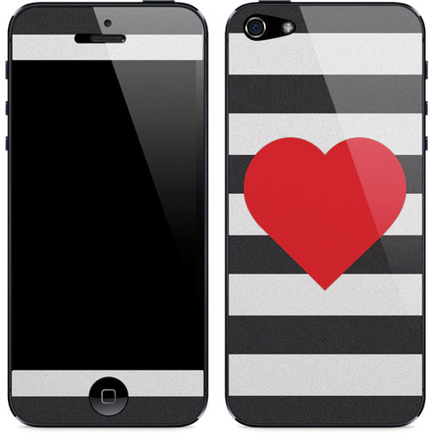 Black And White Striped Heart iPhone 5/5s/5SE Skin