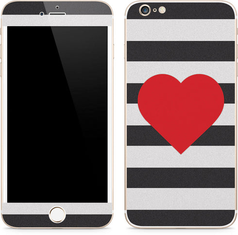 Black And White Striped Heart iPhone 6/6s Plus Skin