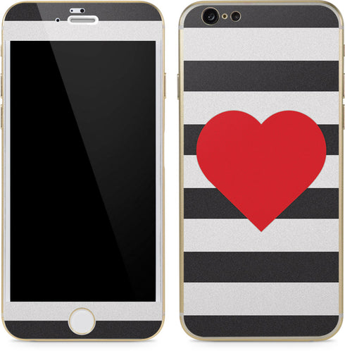 Black And White Striped Heart iPhone 6/6s Skin