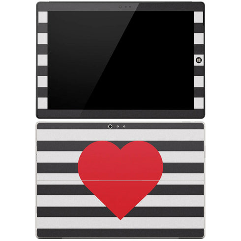 Black And White Striped Heart Surface Pro 3 Skin