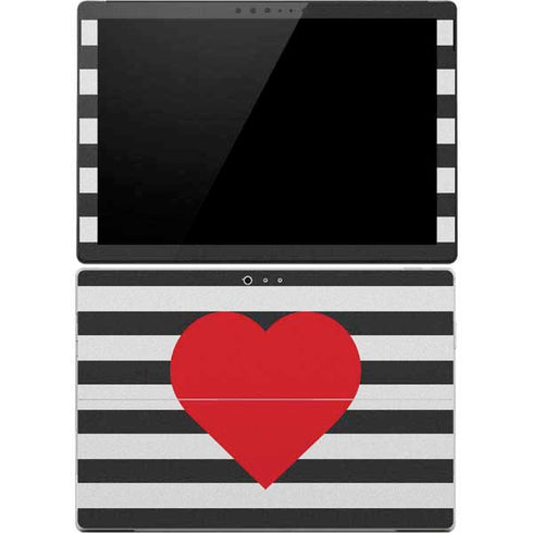 Black And White Striped Heart Surface Pro 4 Skin