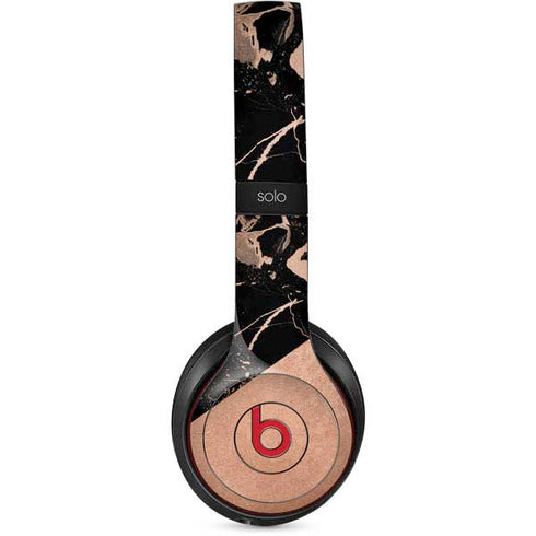 Black and Rose Gold Marble Split Beats Solo 2 Wireless Skin