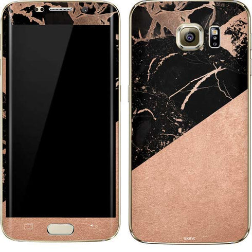 Black and Rose Gold Marble Split Galaxy S7 Edge Skin