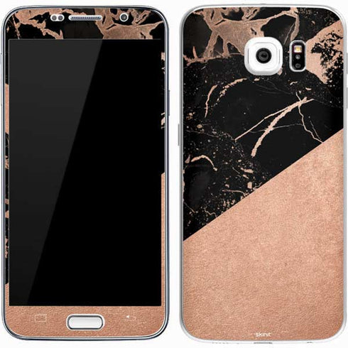 Black and Rose Gold Marble Split Galaxy S7 Skin