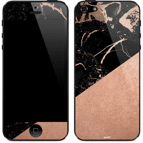 Black and Rose Gold Marble Split iPhone 5/5s/5SE Skin