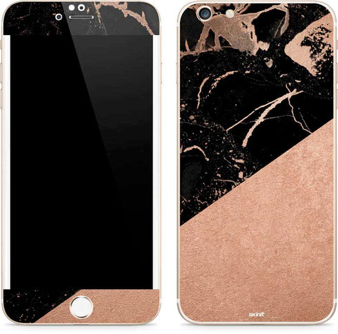 Black and Rose Gold Marble Split iPhone 6/6s Plus Skin