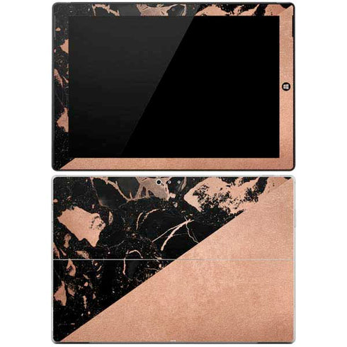Black and Rose Gold Marble Split Surface Pro 3 Skin