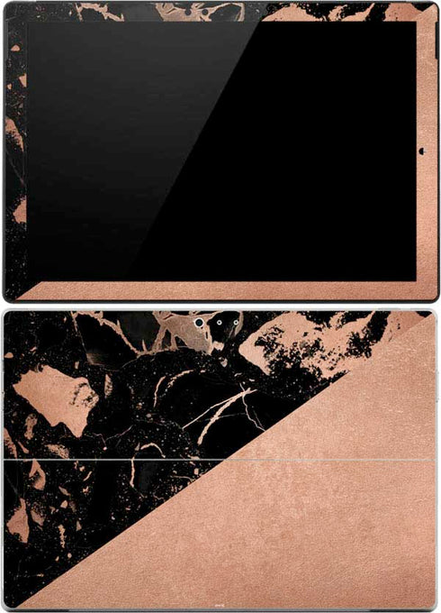 Black and Rose Gold Marble Split Surface Pro 4 Skin
