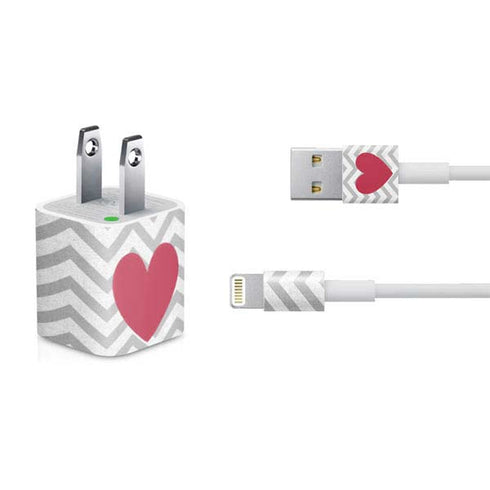 Chevron Heart iPhone Charger (5W USB) Skin
