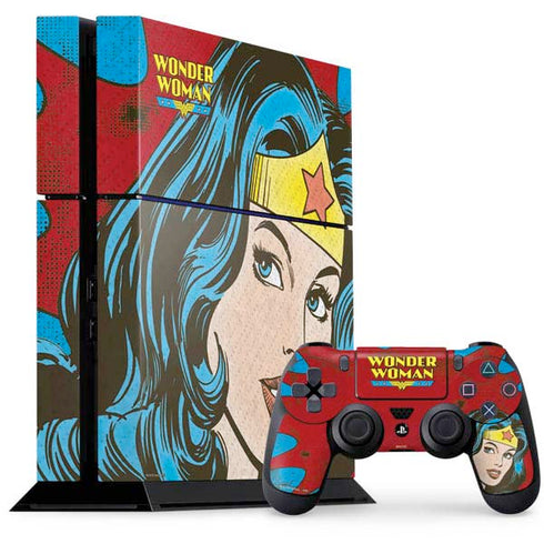 DC Comics Wonder Woman Vintage Profile PS4 Console and Controller Bundle Skin