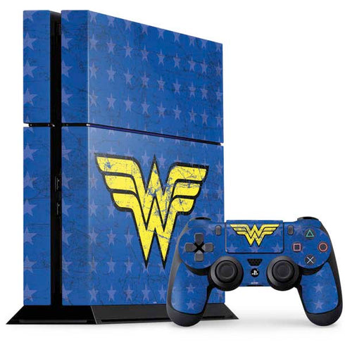 DC Comics Wonder Woman Emblem on Flag PS4 Console and Controller Bundle Skin