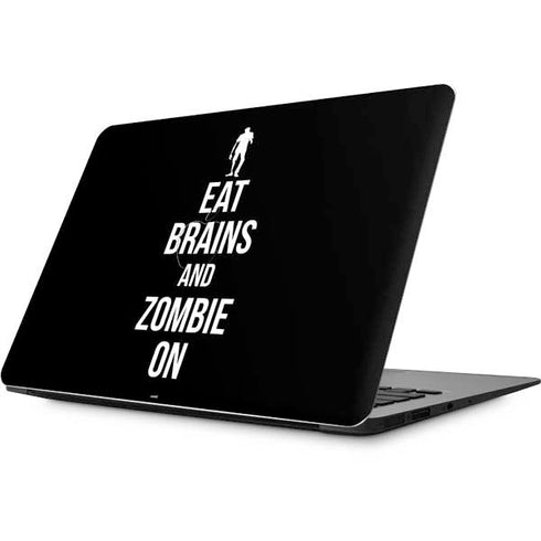 Eat Brains and Zombie On Black Apple MacBook Skin