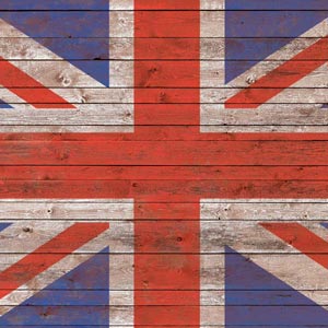 United Kingdom Flag Dark Wood Fire TV Cube Skin