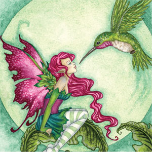 Amy Brown Flirting Fairy and Hummingbird Wii (Includes 1 Controller) Skin