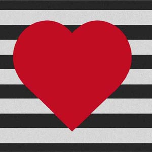 Black And White Striped Heart Fire TV Cube Skin