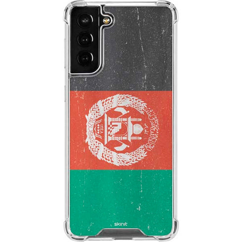 Afghanistan Flag Distressed Galaxy S21 FE Clear Case