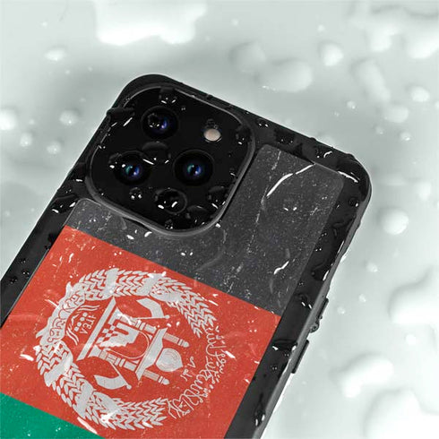 Afghanistan Flag Distressed iPhone 14 Pro Max Waterproof Case