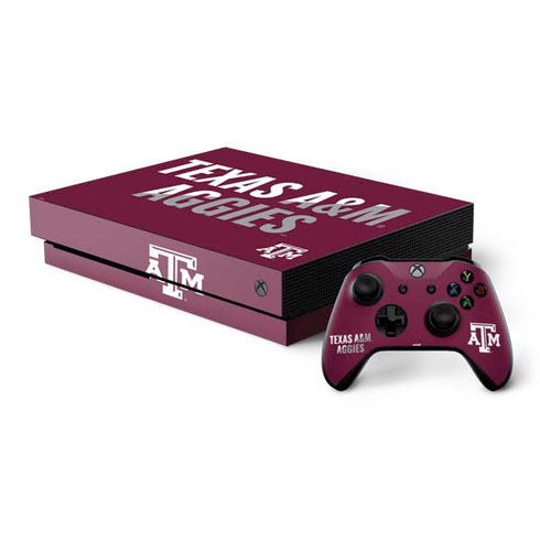 Texas A&M University Aggies Xbox One X Bundle Skin