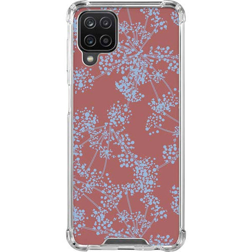 Airy Blue Floral Galaxy A12 Clear Case