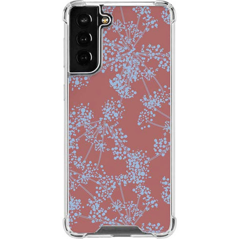 Airy Blue Floral Galaxy S21 FE Clear Case