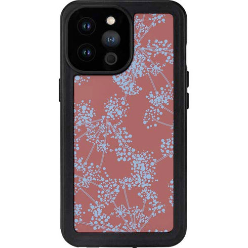 Airy Blue Floral iPhone 14 Pro Max Waterproof Case